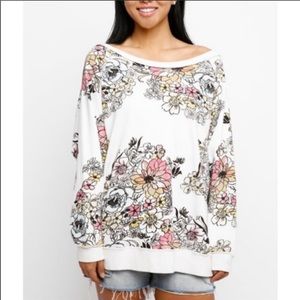 NWOT Free People Floral Oversized Sweatshirt